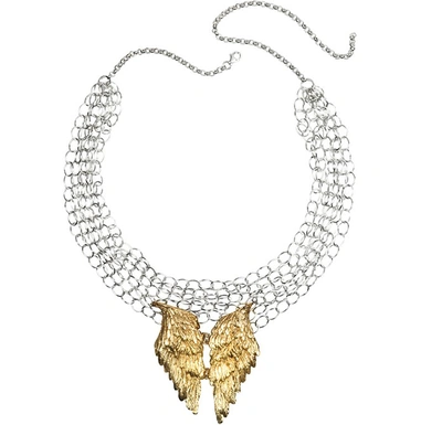 Bernard Delettrez Necklaces Silver Chains With Bronze Wings Necklace In Doré