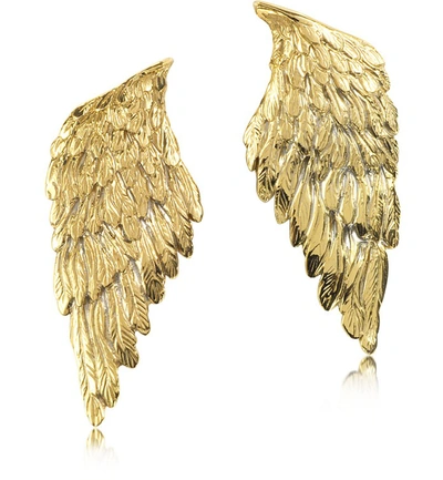 Bernard Delettrez Earrings Bronze Wings Earrings In Doré