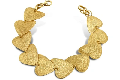 Stefano Patriarchi Bracelets Etched Golden Silver Heart Link Bracelet