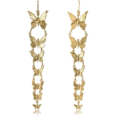 Bernard Delettrez Earrings Butterflies Bronze Earrings In Doré