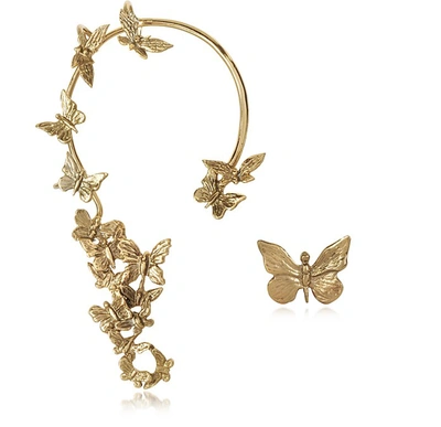 Bernard Delettrez Earrings Butterflies Bronze Ear Cuff In Doré