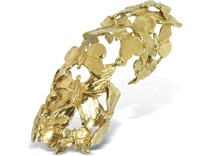 Bernard Delettrez Rings Goldtone Butterflies Articulated Bronze Ring In Doré