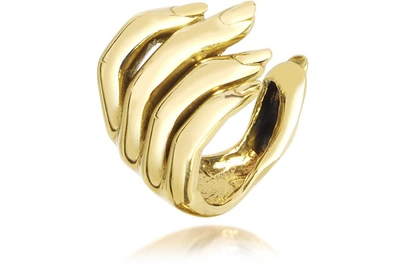 Bernard Delettrez Designer Rings Goldtone Open Hand Women's Bronze Ring In Doré
