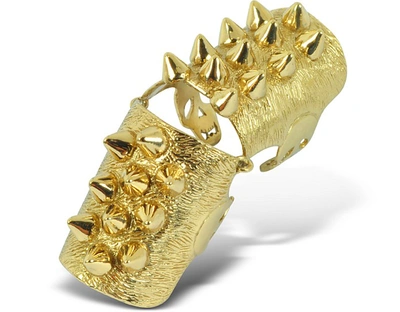 Bernard Delettrez Rings Golden Studs Articulated Bronze Ring In Doré