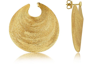 Stefano Patriarchi Earrings Golden Silver Etched Round Shield Drop Earrings