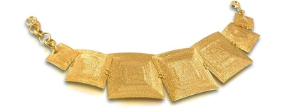 Stefano Patriarchi Bracelets Golden Silver Etched Square Link Bracelet