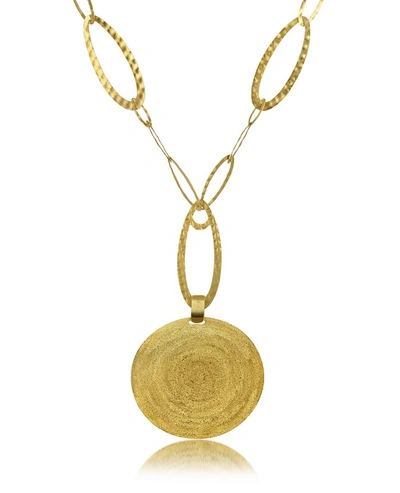 Stefano Patriarchi Necklaces Golden Silver Etched Round Pendant Chain Necklace