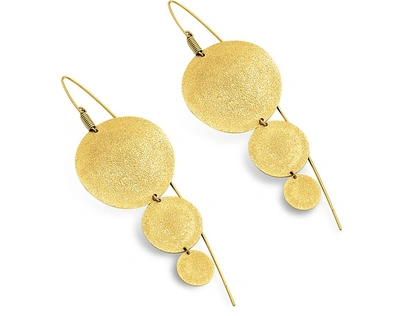 Stefano Patriarchi Earrings Golden Silver Etched Round Triple Drop Earrings