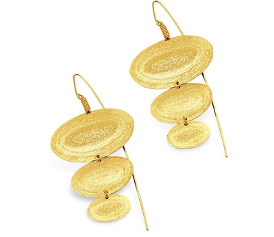 Stefano Patriarchi Earrings Golden Silver Etched Oval Triple Drop Earrings