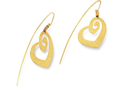 Stefano Patriarchi Earrings Golden Silver Etched Heart Drop Earrings