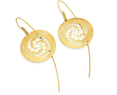 Stefano Patriarchi Earrings Golden Silver Etched Crop Circle Round Drop Earrings