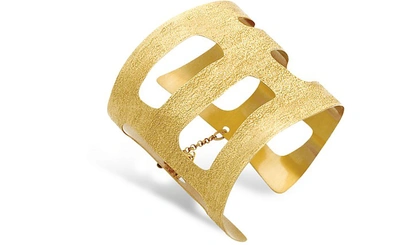 Stefano Patriarchi Bracelets Golden Silver Etched Cut Out Small Cuff Bracelet
