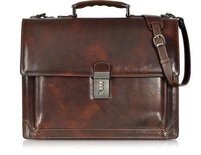 L.a.p.a. L. A.p. A. Sacs Homme Cristoforo Colombo Collection - Cartable En Cuir In Marron Foncé