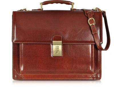 L.a.p.a. L. A.p. A. Sacs Homme Cristoforo Colombo Collection - Cartable En Cuir In Cognac