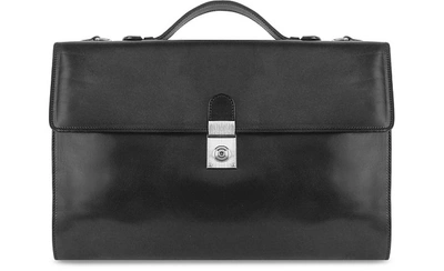 L.a.p.a. Travel Bags Men's Black Italian Leather Portfolio Briefcase
