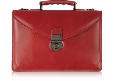 L.a.p.a. Briefcases Ruby Red Double Gusset Leather Briefcase