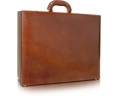 Chiarugi Travel Bags Men's Handmade Brown Leather Attache Briefcase