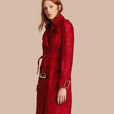 Burberry Lace Trench Coat In Parade Red | ModeSens