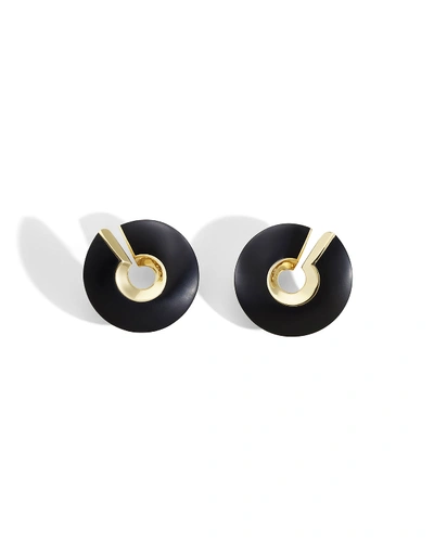 Vhernier Verso 18k Rose Gold & Jet Circle Stud Earrings