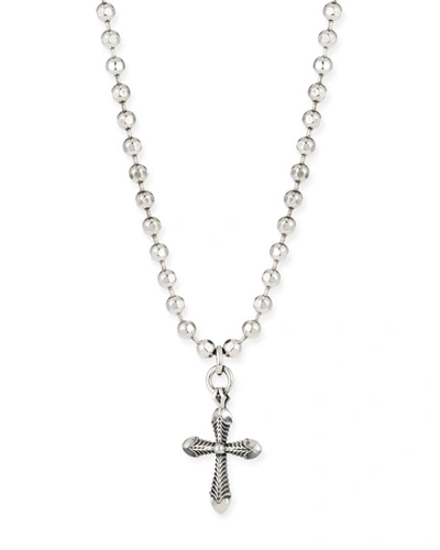 Emanuele Bicocchi Men's Ball Chain Cross Pendant Necklace In Silver