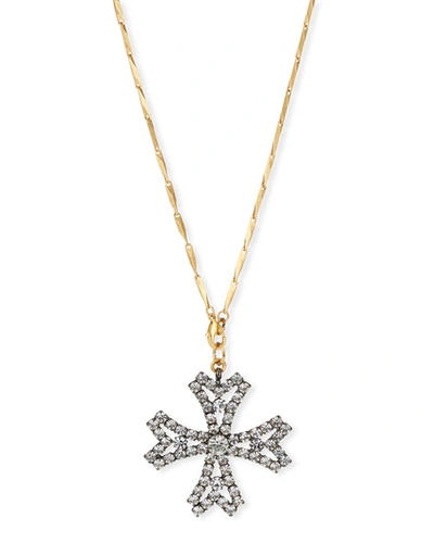 Elizabeth Cole Jacalyn Crystal Cross Pendant Necklace In Gold