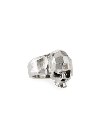 Emanuele Bicocchi Men's Hammered Skull Ring In Silver