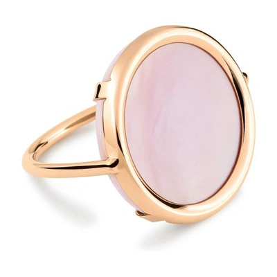 Ginette Ny Ever Pink 18k Rose Gold & Mother-of-pearl Disc Ring In Pink Gold