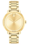 Movado 34mm Bold Frosted Bracelet Watch, Golden