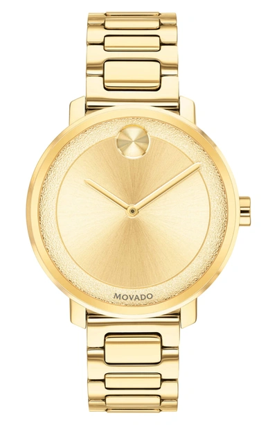 Movado 34mm Bold Frosted Bracelet Watch, Golden