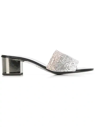 Giuseppe Zanotti Ombr&eacute; Crystal Slide Sandals In Metallic Silver