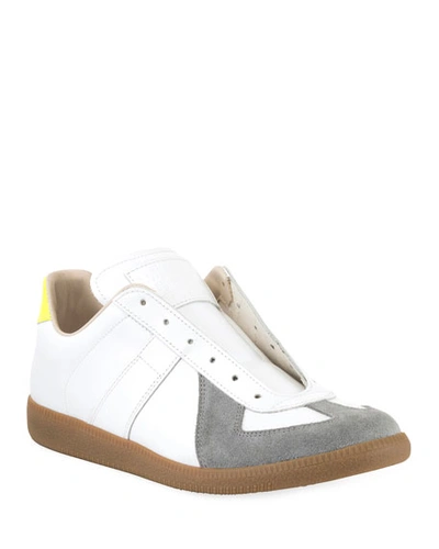 Maison Margiela Men's Replica Colorblock Leather/suede Low-top Sneakers In Multi