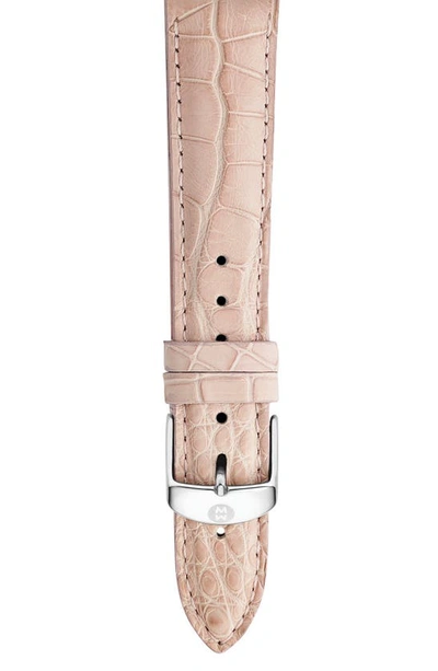 Michele Alligator Watch Strap, 16-20mm In Blush Pink