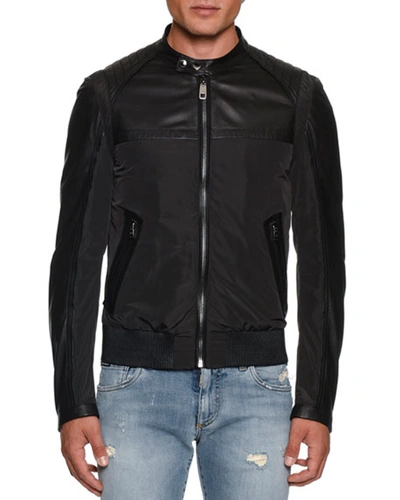 Dolce & Gabbana Men's Nylon/leather Bomber Jacket In Black