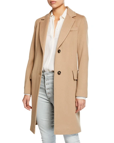 Fleurette Wool Two-button Tailored Coat In Brown