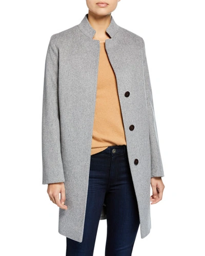 Fleurette Inverted-collar Wool Coat In Gray