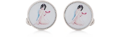 Paul Smith Pinup Sterling Silver Cufflinks In White Multi