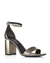 Alexander Wang Women's Abby Pewter Liquid Patent Leather Block Heel Sandals