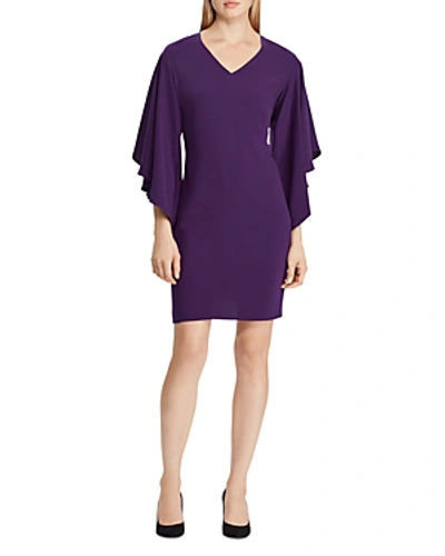 Ralph Lauren Lauren  Bell Sleeve Dress In Purple
