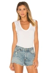 Velvet By Graham & Spencer Estina Scoop Neck Tank In White. In Moon