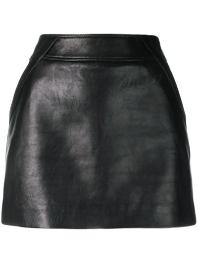 Saint Laurent Leather Mini Skirt In Black