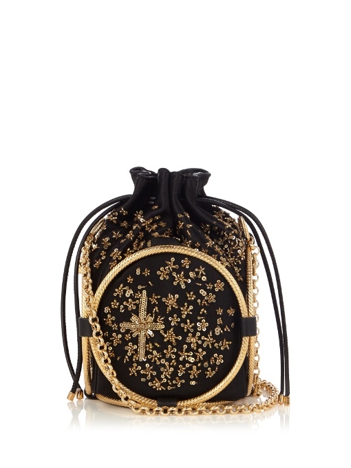 black satin shoulder bag