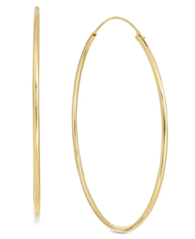 Essentials Large Silver Plated Endless Wire Medium Hoop Earrings In Gold