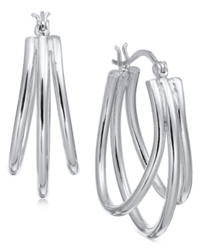 Essentials And Now This Essential Medium Silver Plated Triple Oval Medium Hoop Earrings