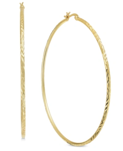 Essentials Extra Large Gold Plated Textured Large Hoop Earrings