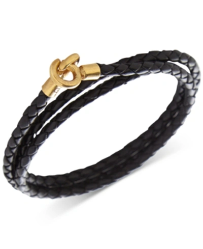 Degs & Sal Men's Leather Wrap Bracelet In Black