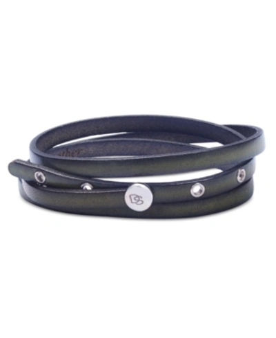 Degs & Sal Men's Leather Wrap Bracelet In Stainless Steel In Olive