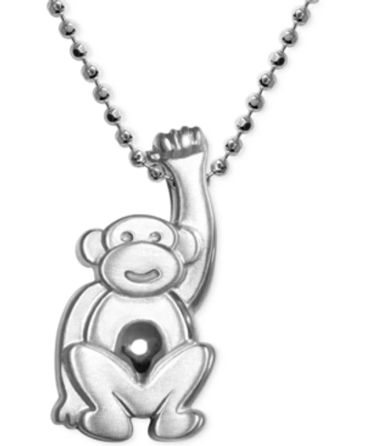 Alex Woo Little Monkey Zodiac Pendant Necklace In Sterling Silver