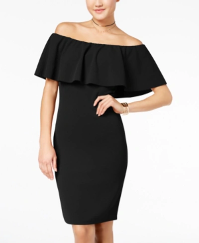 Almost Famous Juniors' Off-the-shoulder Bodycon Dress In Black