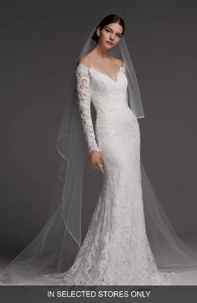 Watters Visconti Long Sleeve Lace Wedding Dress In Ivory/ Oyster