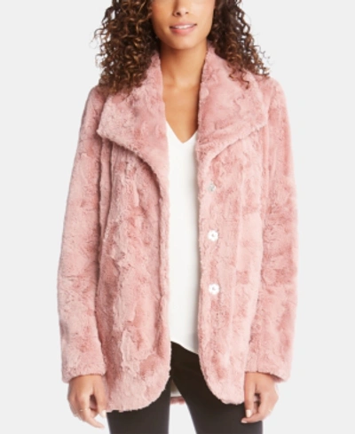Karen Kane Faux-fur Coat In Petal Pink